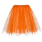 Damen Tüllrock 50er Rock Retro Ballet Tanzrock Kurz Ballett tütü Rockabilly Petticoat Unterrock Tanzkleid Ballkleid Abendkleid Gelegenheit Zubehör Jahre Retro Tutu Cosplay Crinoline（orange）