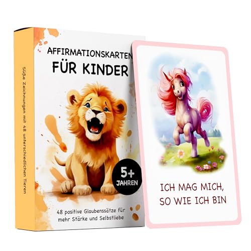 48 Affirmationskarten Kinder - Umgang mit Gefühlen Lernen mit Gefühlskarten für Kinder [PÄDAGOGISCH WERTVOLL] - Achtsamkeitskarten Kinder, Mutmacherkarten für Kinder, Selbstbewusstsein stärken