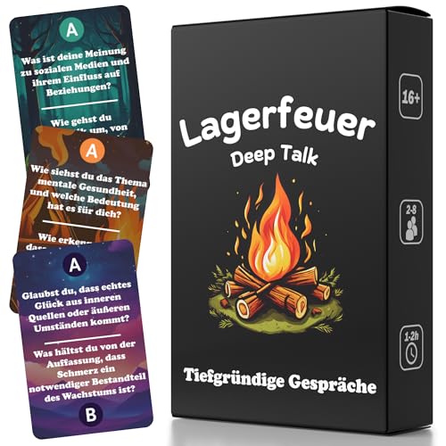 Lagerfeuer Deep Talk Spiel | Kartenspiel mit Gesprächsstoff für tiefgründige Gespräche | Gesellschaftsspiele für Erwachsene | Selbstreflexion Kennenlernspiel für Paare | Achtsamkeit Geschenk Partner