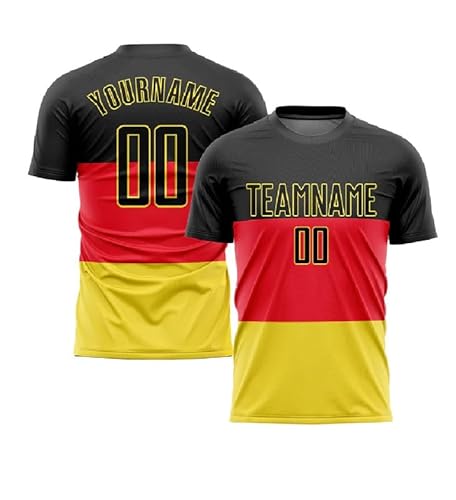 PeaceRok Deutschland TEAMNAME 00 Heim Kinder Trikot 2024 Fußball Tshirt Set Jugendgrößen (Black,26)