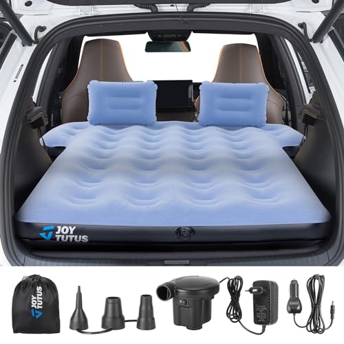 JOYTUTUS Auto Matratze, SUV Luftmatratze mit Luftpumpe, Uniwerselles Autobett mit 2 Luftkissen für Kofferraum, Reisen/Camping/Zuhause/Outdoor, Blau