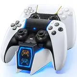 Tokluck PS5 Controller Ladestation, PS5 Zubehör Ladestation für PS5 Controller & Edge Controller, PS5 Ladestation Controller Schnellladung mit LED Anzeige für Playstation 5 Controller Zubehörset