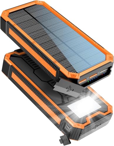 Solar Powerbank 20000 mAh, PD20W Wasserdichtes Solar Ladegerät USB C Externer Akku Solarladegeräte mit Outputs, Power Bank für Smartphones, Tablets und mehr