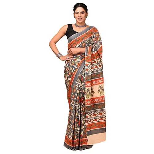 LEEL Mulmul Cotton Handblock bedruckter Sare,Baumwollsare,Baumwollsare,Damen-Sare,bedruckter Sare,Designer-Sare,Rajasthani-Sare,ausgefallener Saree.(Multicolorsaree-1), mehrfarbig, Einheitsgröße