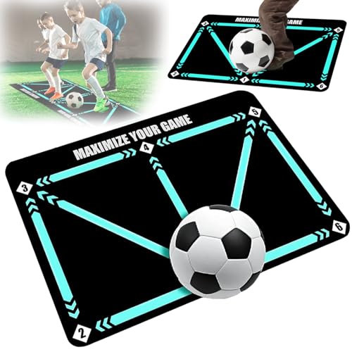 Cerkkapo Fußball Trainingsmatte,60 x 90cm Fußballmatte,Fußball Schritt Trainingsmatte,Stoßdämpfende Fussball Matte, Fussball Matte Ballkontrolle,Trainingsmatte Rutschfeste Fußball matte