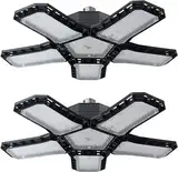 CREATESTAR 2 Stück 120W Werkstattlampe LED Deckenleuchte, 12000 Lumens LED Garagenleuchte mit 5 Justierbaren Austauschbare Verkleidungen E26/E27 Werkstattbeleuchtung für Billard-Salon,Lager,Garage