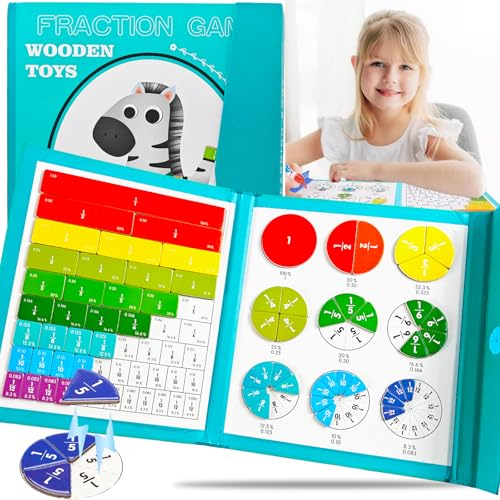 Tangdudu Montessori Magnetische Bruchrechnen Material, Magnetisches Buch-Bruchteil-Puzzle für Kinder, Brüche Lernen für Kinder, Ideal für Vorschul-Lernen & Klassenzimmerunterricht (Zebra)