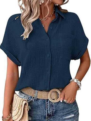 Warehouse Deal,Long Shirt Damen, leinenbluse Damen, Lange weiße Bluse, Shirt Frauen, Tshirt Oversize, Tunika Baumwolle, leinenkleider große größen, blau Weiss gestreift, Damenmode