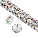 200 Stück Funkelnde Glasperlen zum Auffädeln, 8mm Zwischenperlen Metall Spacer Perlen Bunte Kristall Rondelle Strass Glitzerperlen für stilvollen Schmuck Armbänder Ohrringe Halskette