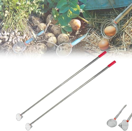 107 cm Eiergreifer und Nusssammler – Edelstahl-Erdnuss-Picker-Werkzeug für Hühnerstall/Garten, leichtes multifunktionales Design mit großem Durchmesser (2 Stück)
