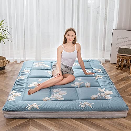 MAXYOYO Futon Matratze - gepolsterte japanische Bodenmatratze Gesteppte Klappbett Baumwolle Topper - atmungsaktive Boden Bett Tatami Matte Bodenliege Gästebett (Magnolie, 150 x 200 cm)