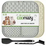 Coomazy Leckmatte Hund, 2 Stück Schleckmatte Hund mit Schwarze Spatel und Bürste Slow Feeder Hunde Leckmatte für Hund Baden, Fellpflege