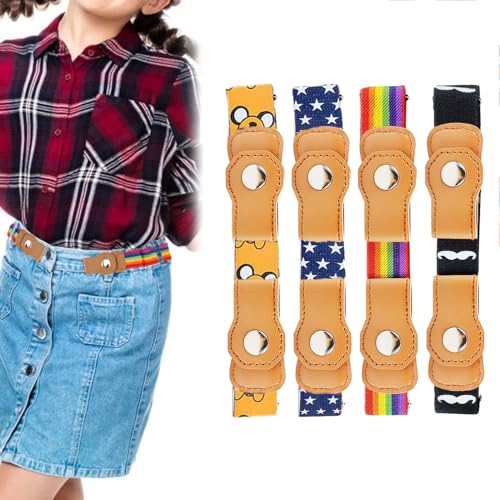 banjiabb 4 Stück Gürtel Kinder,Kindergürtel,Gürtel Ohne Schnalle,Kinder Gürtel, Kinder Gürtel Mädchen, Elastischer Gürtel Ohne Schnalle Kinder,Elastischer Gürtel Kinder,für Jeans Hosen Kleid