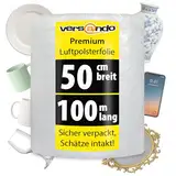 versando Premium Luftpolsterfolie 100m x 0,5m Versand, Verpackung, Umzug Noppenfolie Bubble Wrap LPF Rolle