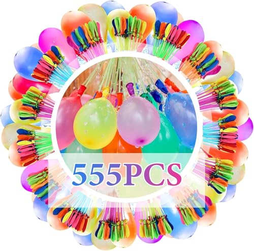 555 Stück Wasserbomben Selbstschließen, Schnell Befüllbarer Wasserbombems mit 4 Wasserhahn Anschluss, Bunt Wasserballons Set, Wasserbomben Luftballons, für Strände, Poolparty, Sommer Party