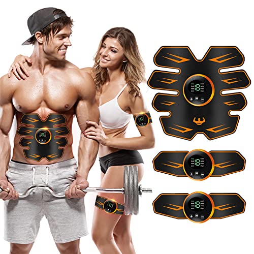 HONGXIAN EMS Bauchmuskeltrainer,Bauchmuskeltrainer Elektrisch,6 Modi & 9 Intensitäten, Elektrischer Muskelstimulator, USB aufladbares Fitness-Training für Bauch/Arm/Bein