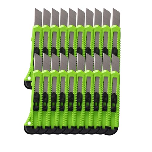 ToolSpace 20 Stück Cuttermesser Set 18 mm 20x Teppichmesser Scharfe Klinge Robustes Profi Cutter Messer Stanleymesser Kattermesser Tapeziermesser Besser als Einweg Stanley Messer mit Abbrechklinge