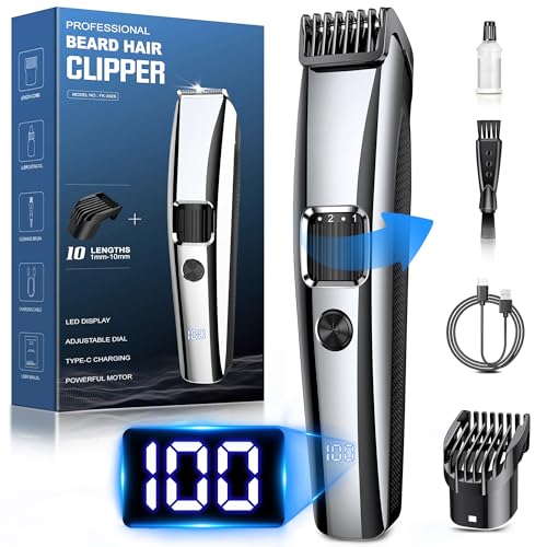 Barttrimmer Herren,Rasierer Herren Elektrisch mit Batterieanzeige, Bartschneider Trimmer Haarschneider mit ZoomRad(1-10mm),Gesichtshaartrimmer Intimrasierer Shaver,Full Body Hair Groomer für Männ,USB