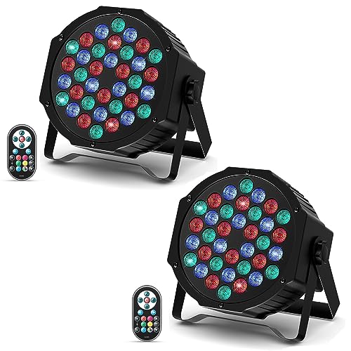 U`King 2er Pack LED Par Strahler 36 LED Bühnenlicht Partylicht RGB DMX512 mit Fernbedienung,Discolicht Scheinwerfer Beleuchtung Moving Head für Stage DJ Party Show Bar Halloween Weihnachten