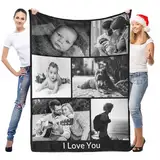 LNM Personalisierte Decke mit Foto, Personalisierte Decken, Personalisierte Kuscheldecke mit Foto, Personalisierte Foto Decke, Personalisierte Geschenke für Frauen, Personalisierte Vatertagsgeschenk