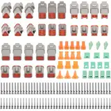 140 Stück Deutscher Stecker kfz, 2/3/4/6Pin DT Steckverbinder Wasserdichter, DT Stecker set, Auto Elektrischer Anschluss Stecker, KFZ Kabel Steckverbinder für Auto, Motorräder, LKW, Boots