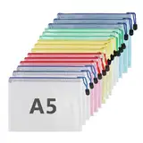 15 Stück Dokumententasche mit Reißverschluss A5, Wasserdichte Bunte Document Case, Datei Tasche Kunststoff für Dokumente, Quittung, Papier, Schule, Prüfungsblatt, Kosmetik, Reise (5 Farben)