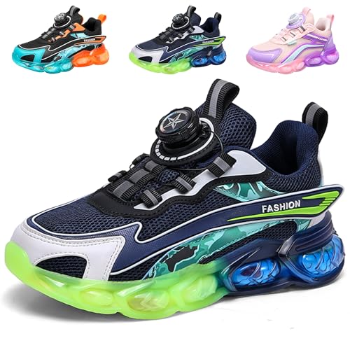 ITSOGOO Kinder Sneaker Laufschuhe Mode Mädchen Jungen Sportschuhe Leicht Atmungsaktiv Laufschuhe Outdoor Fitnessschuhe Sneaker Hallenschuhe Walkingschuhe Joggingschuhe Dunkel Blau 36