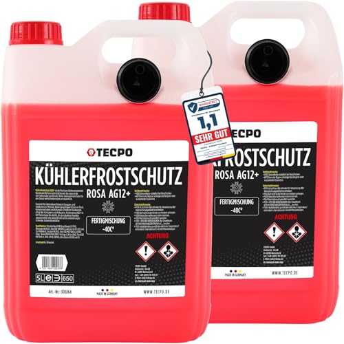 TECPO Kühlerfrostschutz rot G12+ Antifreeze -40°C Frostschutz rosa Kühlmittel 10L