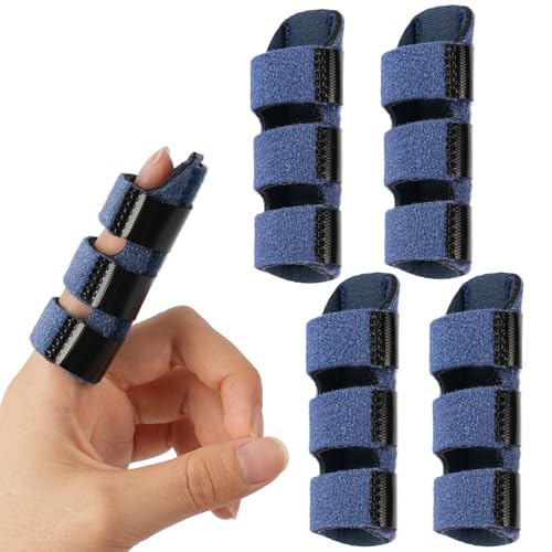 BUTBU 4 Stück Fingerschienen, Fingerschiene Mittelfinger Zeigefinger Ringfinger, Schiene Finger, Fingerbandage für Verstauchte, Arthritis und Geschwollene Finger(Blau)