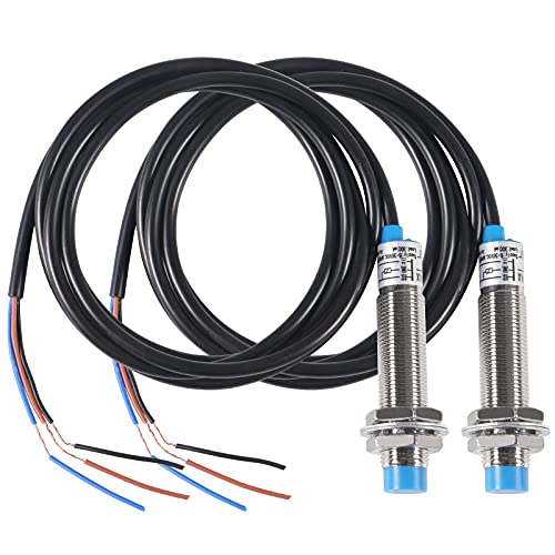 2Pcs LJ12A3-4-Z/AY M12 Annäherungssensor Induktiver Näherungssensor Schalter Detektor Nicht abgeschirmt Typ PNP NC DC 6-36V 200mA 4mm Erkennungsabstand 3 Draht für 3D-Drucker Sondenbett-Nivellierung