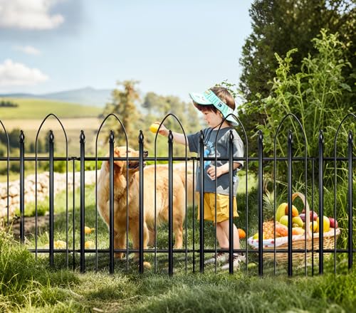 Thealyn Dekorativer Gartenzaun aus Metall, Metallumrandung, Faltzaun, Landschaftszaun, Hundezaun, Haustierzaun für Blumenbett, Hof, Tierbarriere (61 x 81,3 cm)