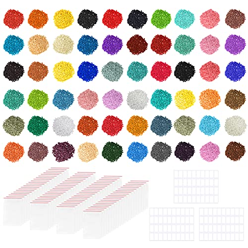 HANDI STITCH Diamond Painting Steine (60.000er Pack) - 60 Farben/1000 St. per Farbe - Diamond Painting Steine nachkaufen - Diamond Painting Steine rund - Glitzersteine