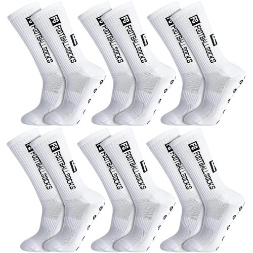 Athlix 6 Paar Fußball Socken, Sportsocken 38-46 Anti Rutsch Grip Fussball Socken Rutschfeste Fußballsocken für Herren Damen Fussball Basketball Laufen Radfahren