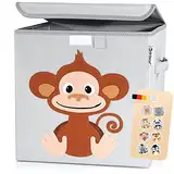 elb finesse ® Aufbewahrungsbox Kinder I süße Tierwelten Motive I extra stabile Spielzeugkiste mit Deckel für Kinderzimmer I Spielzeug Box (33x33x33) zur Aufbewahrung I Ordnungsbox I (Alfi Affe)