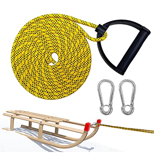 RURIZHONGTIAN Schlittenseil Mit Karabiner,Schlittenleine Mit Griff,Schlitten Seil 4m,Schlitten Zugseil,Schlittenseil Mit Griff,Schnur für Schlitten,Schlittenseil,Ideal zum Ziehen von Schlitten