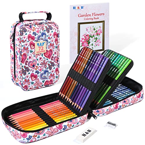 72 Buntstifte-Set mit tragbarer Reißverschlusstasche, Skizzenblock, Zeichnung und Kunstbedarf, professionelle Buntstifte, für Künstler, Kinder, Erwachsene, Jugendliche