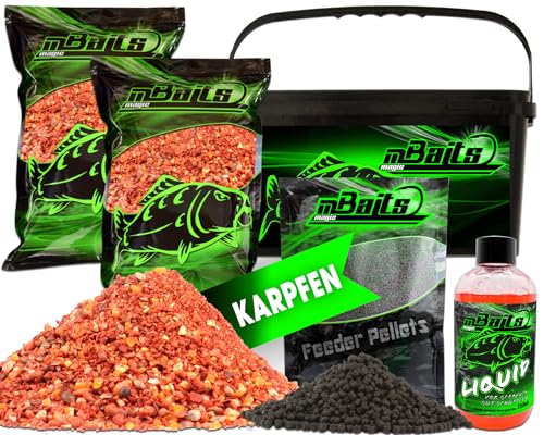 Angel-Berger Magic Baits Futterset mit Eimer Angelfutter Groundbait Liquid Pellets (Karpfen)