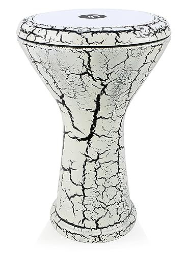 Orientalische Solo Darbuka mit Zubehör gerissener Lack Effeckt Weiß/Schwarz