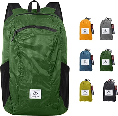 4Monster Faltbarer Rucksack Ultra Leicht, Unisex Tagesrucksack Outdoor, Wasserdichter Wanderrucksack für Camping Wandern Reisen Sport Klettern Radfahren (Armeegrün, 16L)