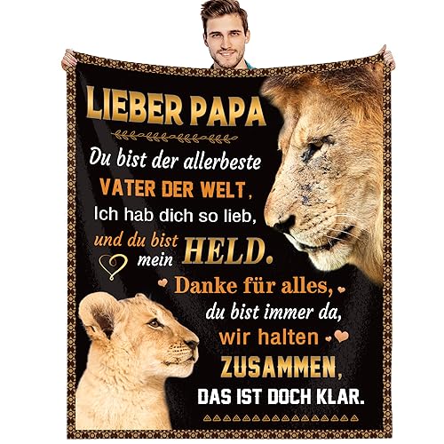 G-dake Geschenke für Papa Vater Geburtstag Geburtstagsgeschenk von Tochter Sohn Geschenkideen für Vatertagsgeschenk Weihnachten Erntedank, Papa Decke Kuscheldecke Flauschig 130x150cm