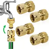 4 Stück Gartenschlauch-Wasserhahn-Anschluss, Messing, Gartenschlauchverbinder, 1,27 cm Gewinde-Wasserhahn-Anschluss, auslaufsichere Anschlussverschraubung, für Gartenarbeit, Hausbewässerung