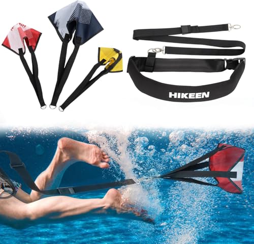 BOOSTEADY Schwimmgurt für Pool Schwimmwiderstand Gürtel Schwimmfallschirm Schwimmtrainer 1 Schwimmtrainer Leine mit 3 Fallschirmen