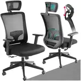 tectake® Bürostuhl ergonomisch mit Rückenstütze, ergonomischer Sessel, Stuhl, Office Chair Drehstuhl mit Rollen, Schreibtischstuhl für Home Office, Computerstuhl, für Gamer, PC Arbeit