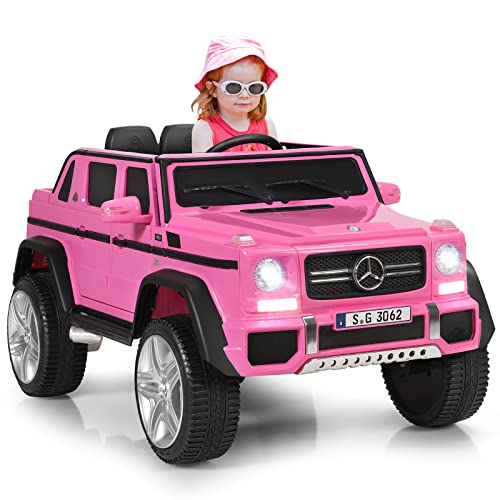 GOPLUS 12V Kinder Elektroauto Mercedes-Benz MAYBACH mit 2,4 Ghz Fernbedienung, Kinderfahrzeug mit Softstart, 2,5-5,5km/h, USB, MP3, LED-Licht, Sicherheitsgurt, für Kinder 3-8 Jahre (Rosa)