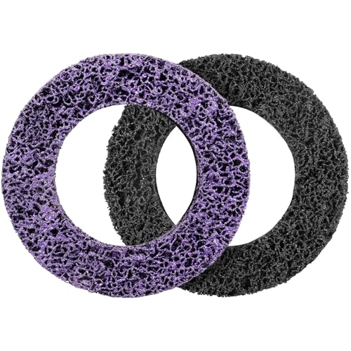 Shineboc 2 Stück Grob Reinigungsscheiben Ø150mm CSD Scheibe Nylon Gewebescheibe Lila für Oberflächenbearbeitung, Metall ,Radnaben Reiniger