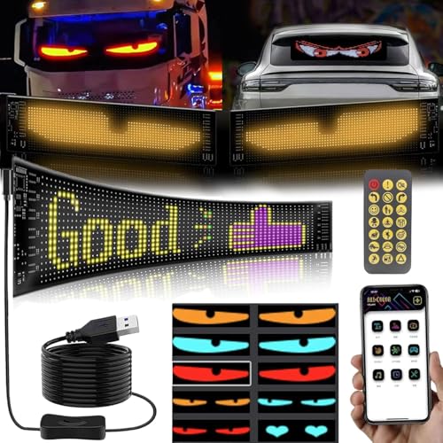 Umikk LED Augen für LKW und Auto, DIY Car Dynamic LED Smart Colorful Eye Lamp Soft Screen, Devil Eyes, USB Flexibles Bluetooth App-Steuerungsdisplay, Led Eyes for Car Window (10.2 X 34.8CM)