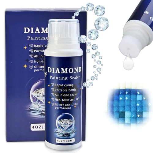 Cieex Diamond Painting Versiegelung, Diamond Painting Zubehör, Diamond Painting Kleber für glitzernde Bilder & Versiegelung von Diamanten, Durchsichtig(120ml)