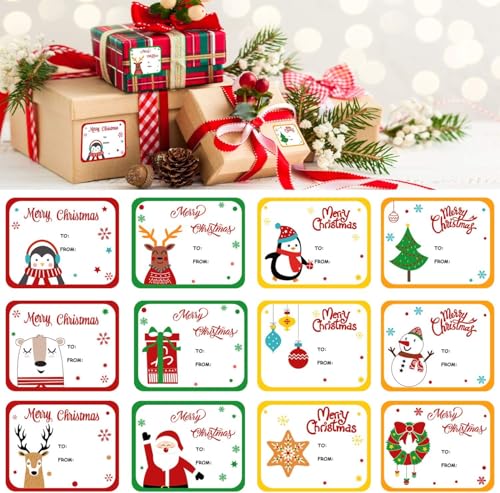 DERAYEE 120 Stück Weihnachten Aufkleber,Etiketten Selbstklebend zum Beschriften,Weihnachtsmann Geschenkaufkleber Sticker,Weihnachtssticker Weihnachtsaufkleber Klebeetiketten Tiere Kinder