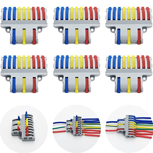 Verbindungsklemme, CESFONJER SPL-93 Kompakt Steckklemmen, Draht Push Kabelverbinder, Schnellverdrahtung Elektrische Steckverbinder (6 pcs, 3 in 9 raus)