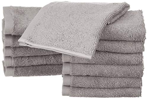 Amazon Basics - Waschlappen aus Baumwolle, 12er-Pack, 30 x 30 cm, Grau